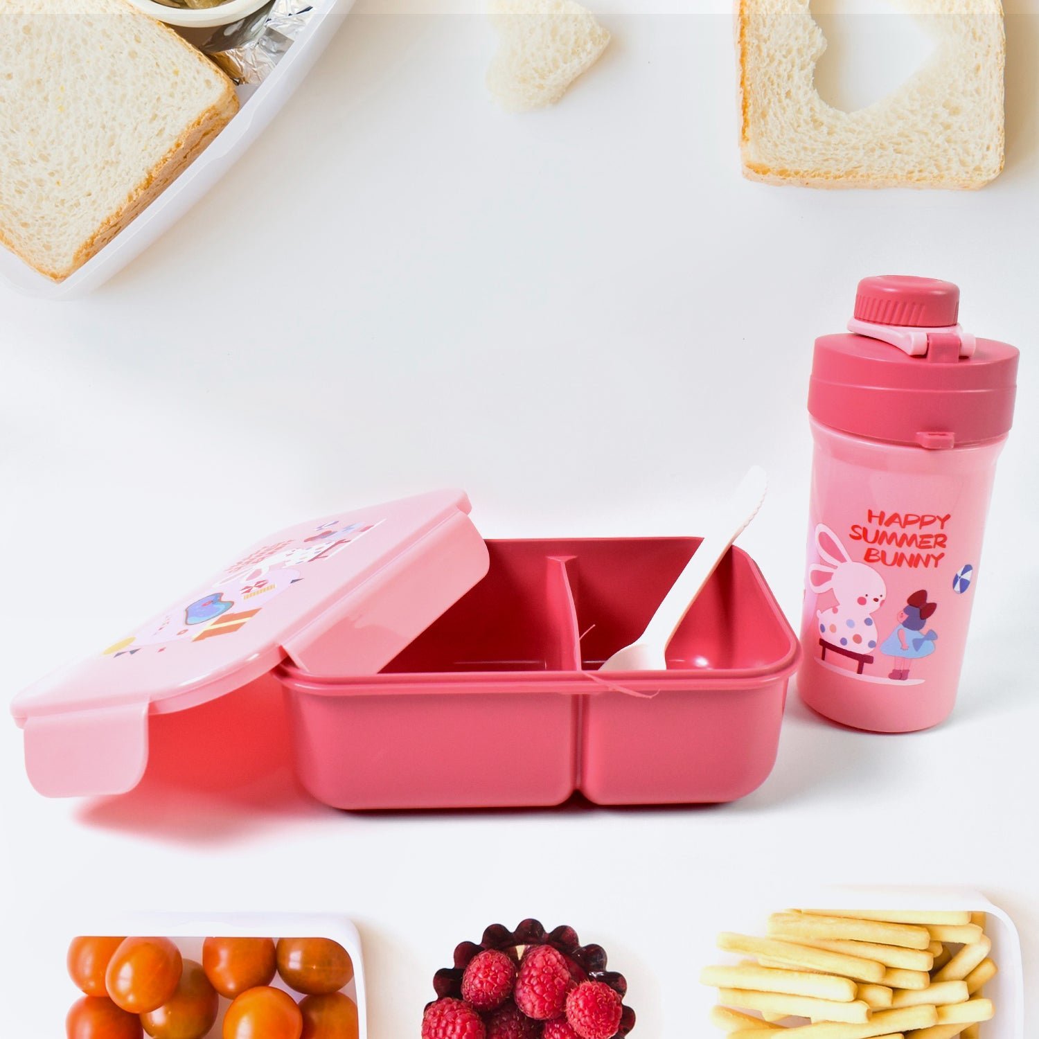 Leak-Proof Lunch Box � 2 Compartment Set with Bottle & Fork | Lunchie Bunchie