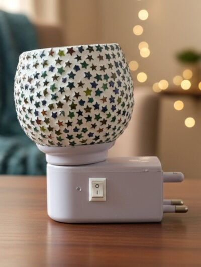 Star Pattern Mosaic Night Lamp – Warm Ambient Plug-In Light
