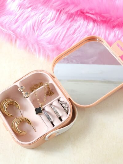 Mini Jewelry Storage Box – Compact Travel Organizer with Mirror