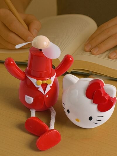 USB Cartoon Mini Table Fan – Removable Head Kitty Design