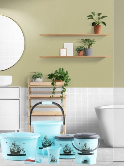 Plastic Bathroom Accessories Set – Durable 6-Piece Bath Kit
