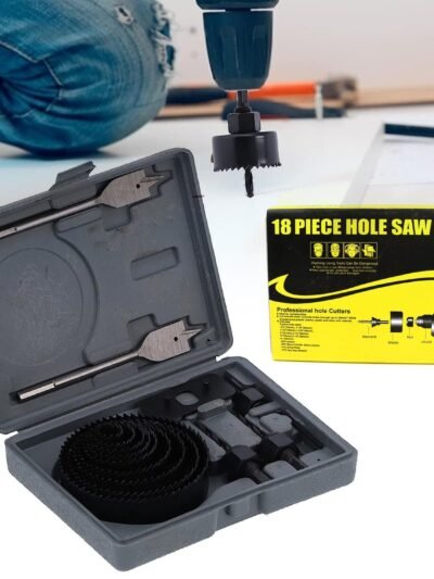 Hole Saw Kit – Carbon Steel 18 Pcs Set for Wood & Plastic | BoltForce
