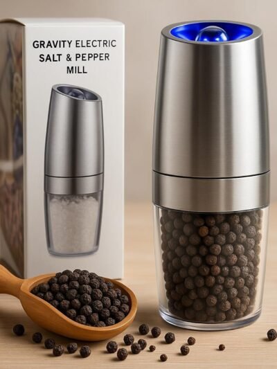 Automatic Gravity Salt and Pepper Grinder – Adjustable & LED Light