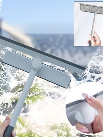 Window Glass Cleaning Wiper – 2-in-1 Microfiber & Silicone Blade