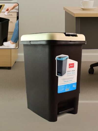 Push N Pedal Plastic Dustbin – 10L Capacity, Hands-Free Hygiene