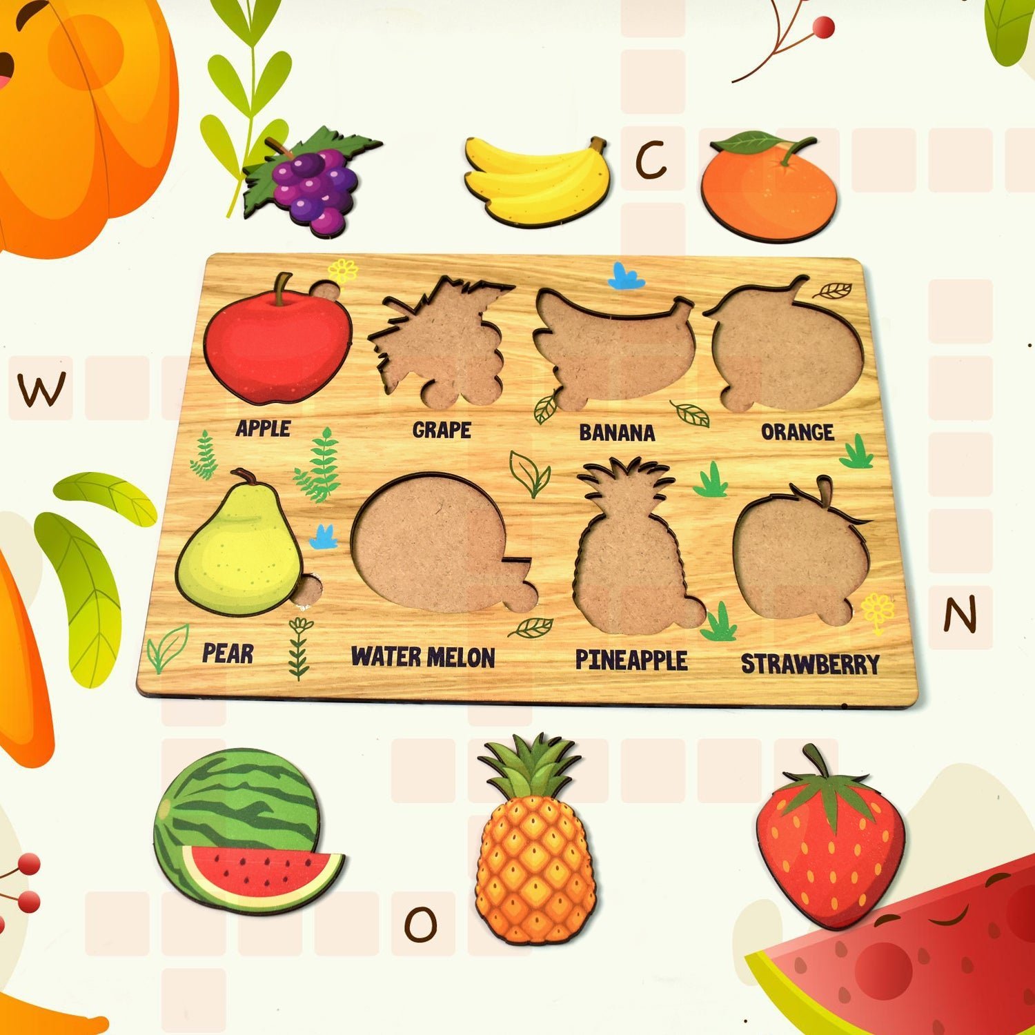 Wooden Fruit Puzzle � Toddler Learning Board | Inventive Play