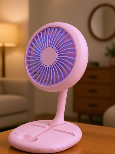 Portable Fan with LED Light – USB Rechargeable & Foldable | FitFuzion