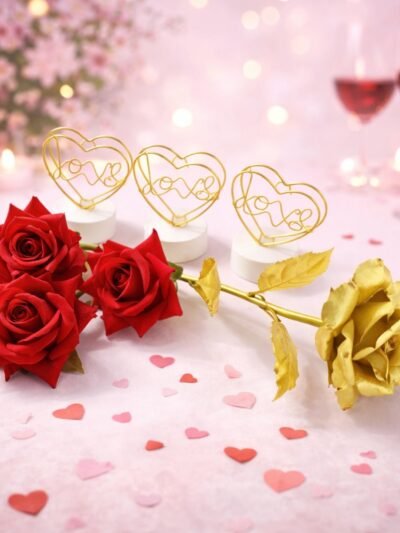 Romantic Heart Love Table Decor – Elegant Rose Gift Set
