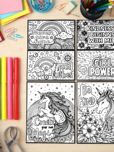 Kids Colouring & Activity Poster Set – 11 Inspiring Art Sheets