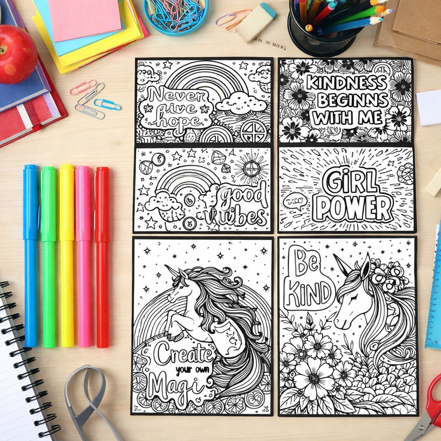Kids Colouring & Activity Poster Set – 11 Inspiring Art Sheets
