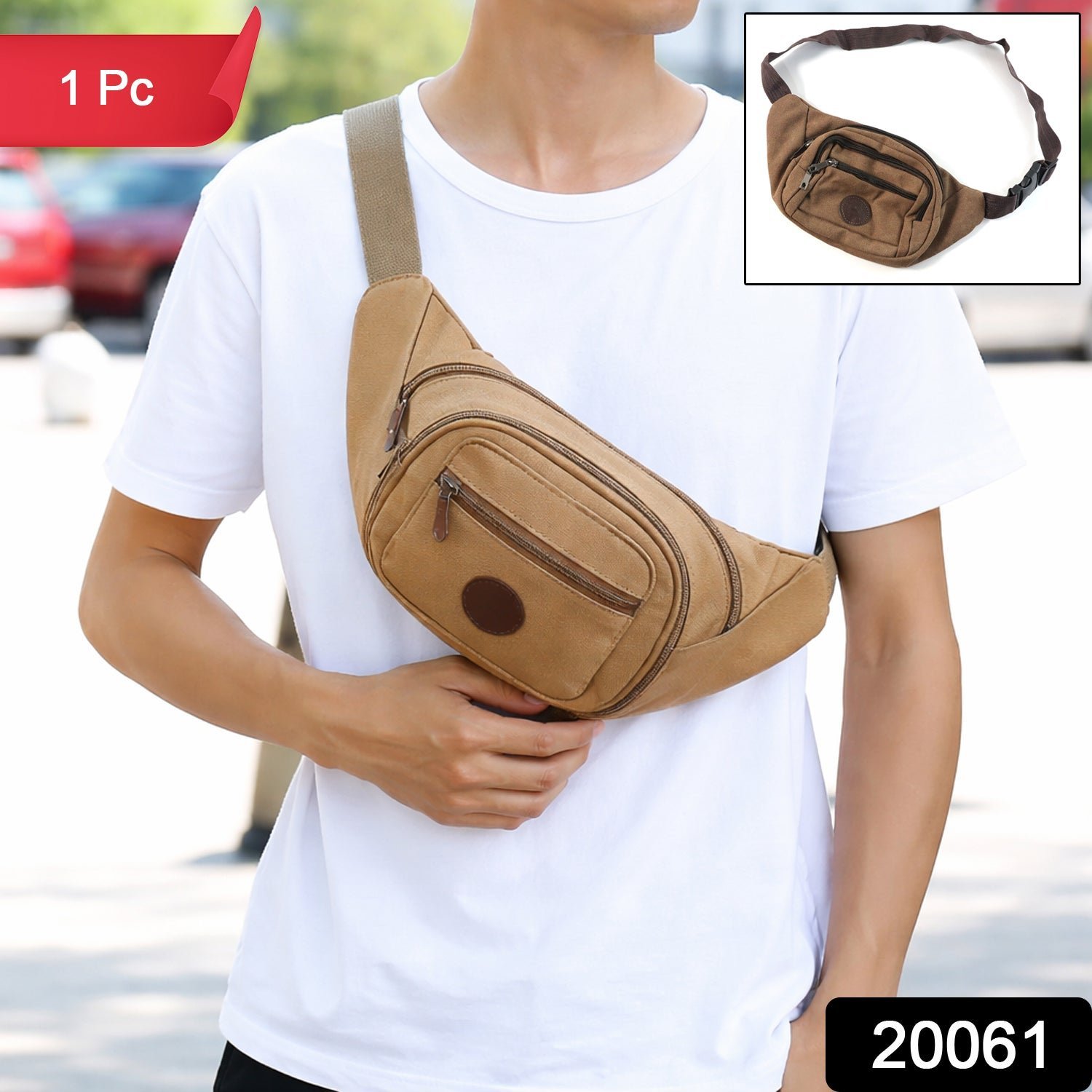 Canvas Waist Bag – Stylish, Multi-Compartment & Adjustable Strap