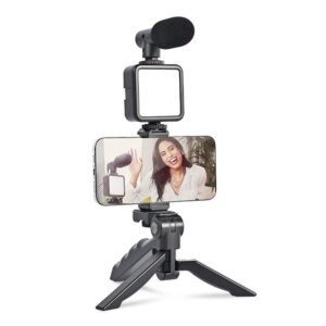 Vlogging Kit – Mini Tripod, Mic & LED Light for Video Making | Mobiléon