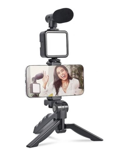 Vlogging Kit – Mini Tripod, Mic & LED Light for Video Making | Mobiléon