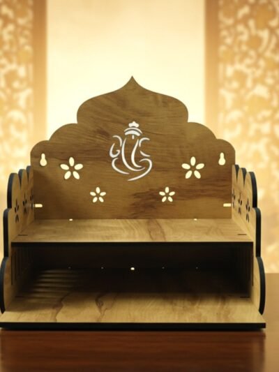 Wooden Home Mandir – Temple Style Pooja Stand with Lord Ganesha