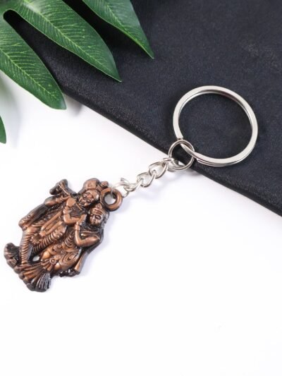 Radha Krishna Metal Keychain – Durable Spiritual Key Holder