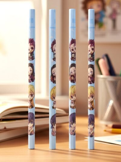 Cartoon Printed Pencil Set – 4 Cute School Writing Pencils