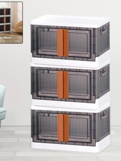 Plastic Folding Wardrobe Organizer – 3-Layer Storage with Wheels