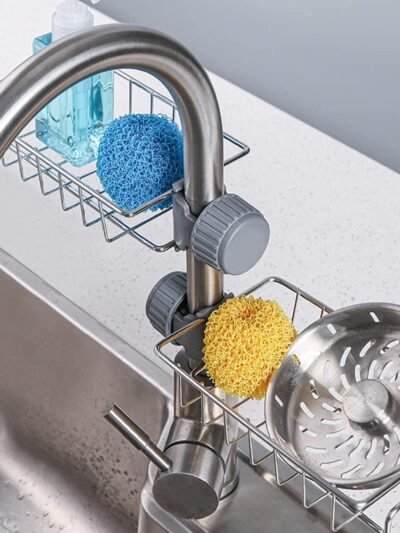 Stainless Steel Sink Caddy Organizer – Durable Clamp-On Holder