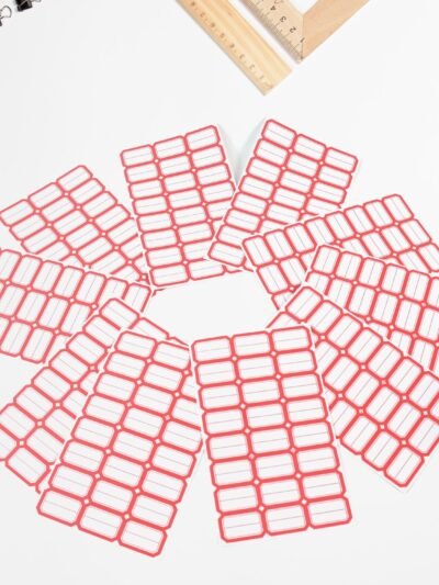 Blank Label Sticker Sheets – Bold Red Border for Easy Organization