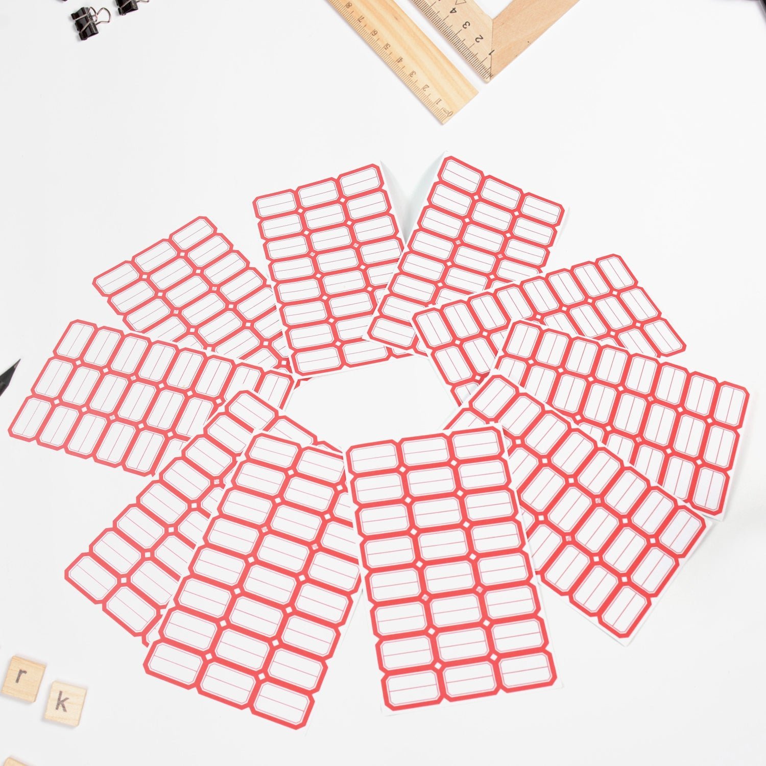Blank Label Sticker Sheets – Bold Red Border for Easy Organization