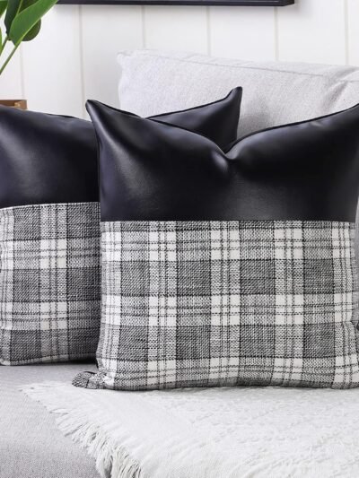Leather & Cotton Pillow Covers – 23x22 Inch Set of 2 | Styleva