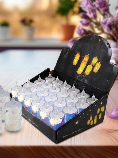Flameless LED Tea Light Candles – 24 Pc Diwali Decor | Indo Glow