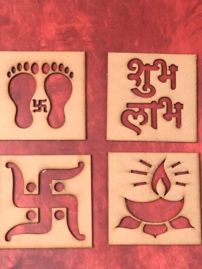 Wooden Decorative Cutouts – Mix Design 4-Piece Festive Set