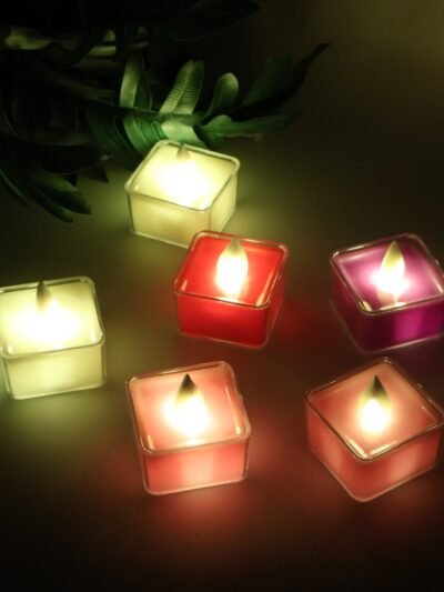 LED Flameless Tealight Candles – Safe Multicolor 6-Piece Set
