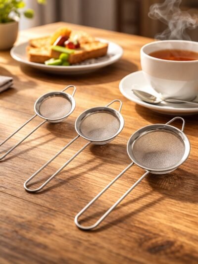 Tea Strainer – Stainless Steel 3-Piece Set with Fine Mesh