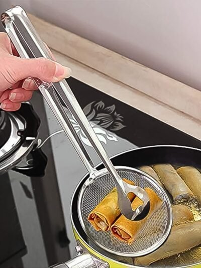 Frying Filter Spoon – 2-in-1 Stainless Steel with Clip | Quickslice