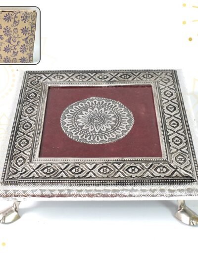 Pooja Chowki – Silver Square Bajot for Home Temple | Styleva