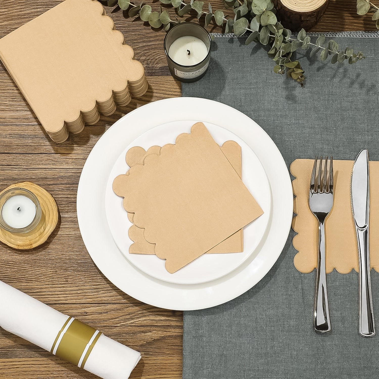 Scalloped Edge Tissue Napkins – Elegant 120 Pc 2-Ply Set