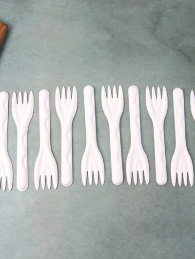 Compostable Bagasse Forks – Strong Eco-Friendly Disposable Cutlery 10-Pack