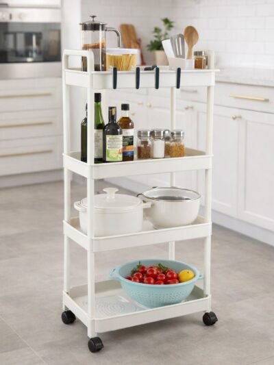 4 Layer Kitchen Trolley with Wheels – Multipurpose Storage Organizer