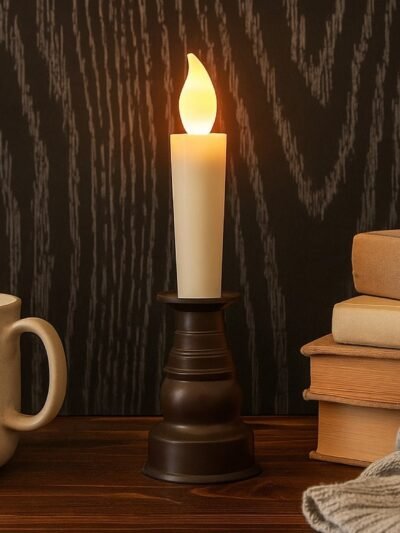 LED Flameless Candle with Holder – Elegant Flickering Light