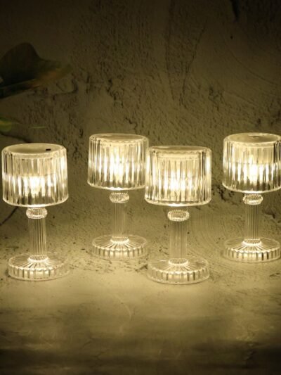 LED Crystal-Effect Table Lamps – Set of 4 Elegant Mini Lights