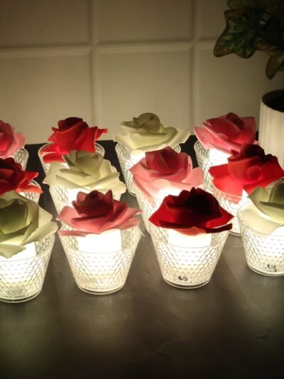 Rose Shaped Flameless LED Candles – Elegant Romantic Decor Set