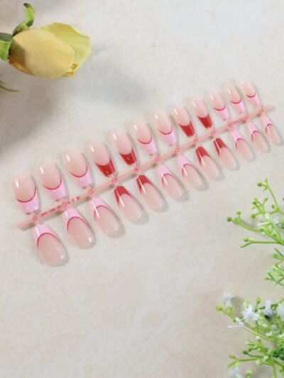 Artificial Nail Tips – Elegant Nude Glossy 24 Pc Set