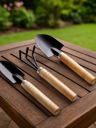 Garden Tool Kit – Durable 3-Piece Set with Wooden Handles