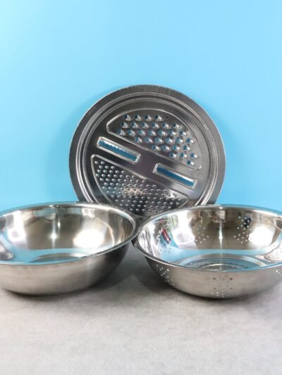 Stainless Steel Mixing Bowl Set – 3-in-1 Multifunction Kitchen Bowls
