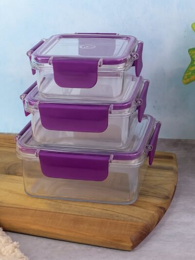 Airtight Square Food Storage Containers – Leakproof 3-Pc Set
