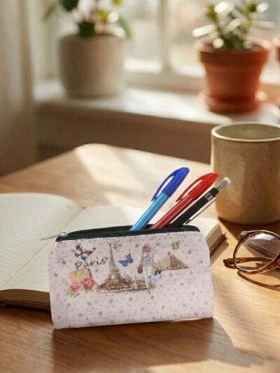 Paris Print Zipper Coin Pouch – Compact & Stylish Storage
