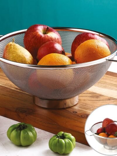 Stainless Steel Mesh Colander – Durable Kitchen Strainer with Handles