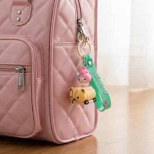 Cartoon Character Keychain – Cute Silicone Strap with Mini Toy Charm