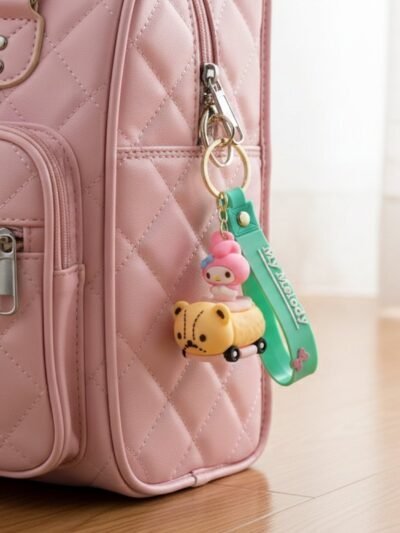 Cartoon Character Keychain – Cute Silicone Strap with Mini Toy Charm