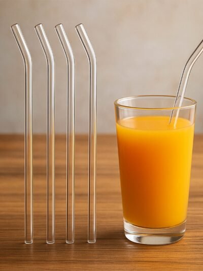 Reusable Glass Straws – Eco-Friendly Clear Drinking Set 5Pc