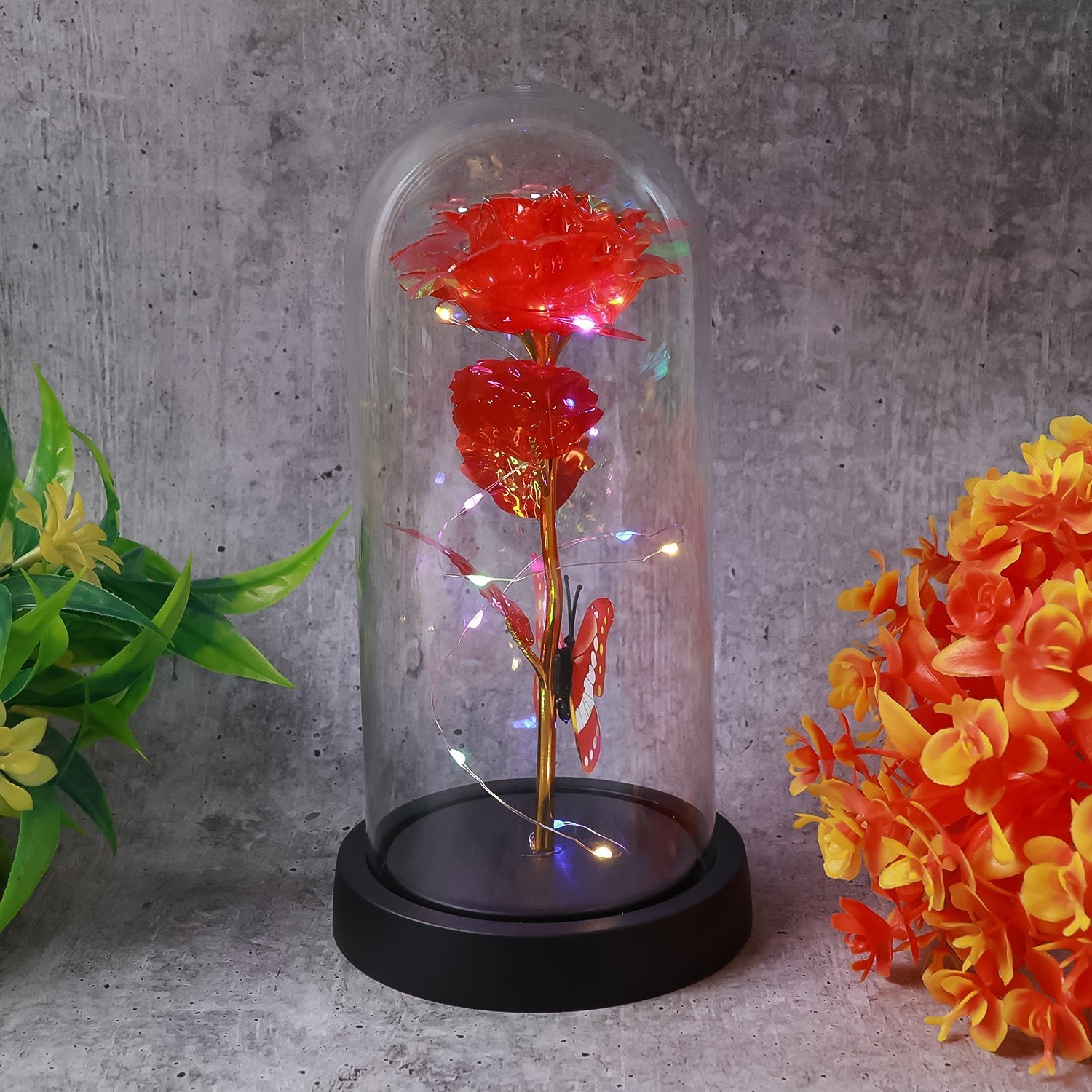LED Eternal Rose in Plastic Dome – Romantic Night Light Gift