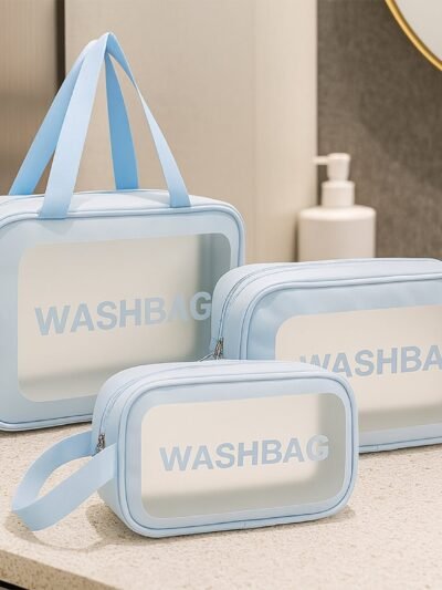Waterproof Transparent Travel Toiletry Bag Set – 3 Sizes for Easy Organization