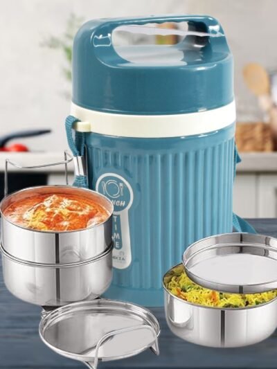 Insulated Stainless Steel Tiffin – 3 Compartment Leakproof | Nekza