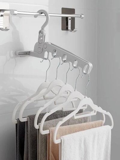 Foldable Clothes Hanger – 5-Hole Space-Saving Travel Rack | BathNova
